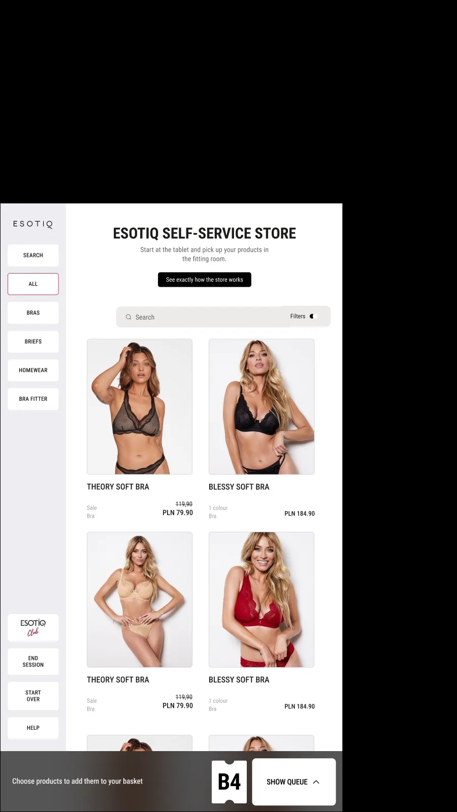 Store screen scaled down to 75% for wheelchair users